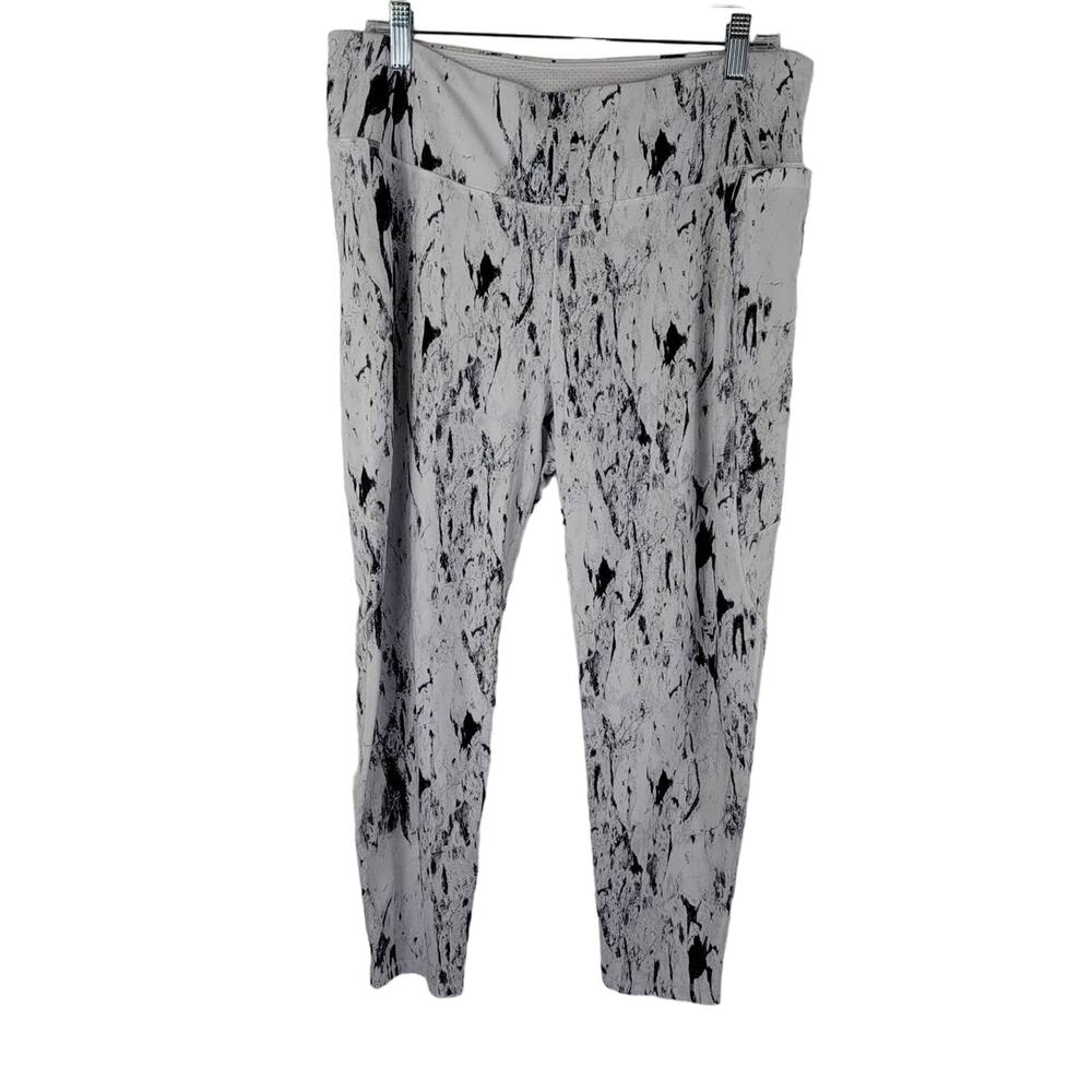 Calia Womens Black White Side Pockets Activewear Athetic Leggings XXL